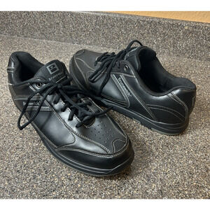 BRUNSWICK Flyer Bowling Shoes Mens Size 11.5 Black Leather Lace Up Low Top M-001